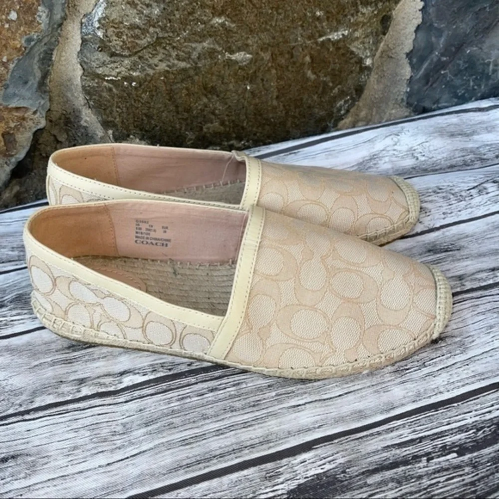 Coach Casey Espadrille beige ivory slide size 9